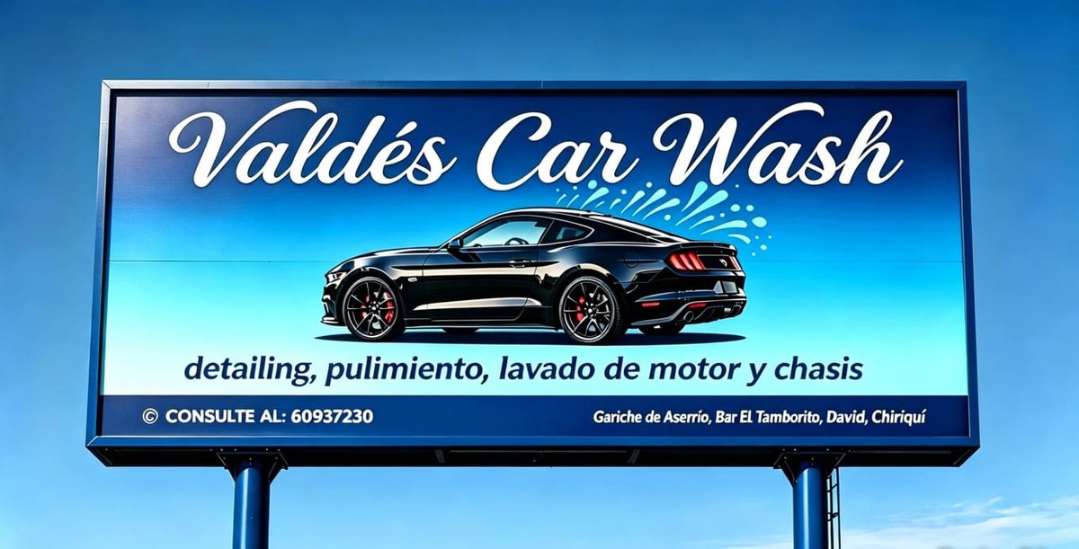 Rótulo de Valdés Car Wash en David, Chiriquí